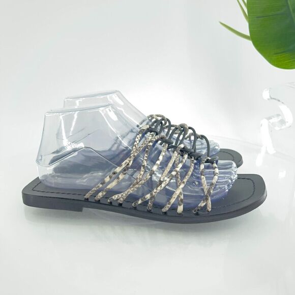 Ted Baker London Black Faux Snake Teppo Flat Sandal Women's 39.5 9 Slip On - Picture 6 of 14